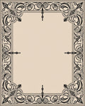 Ornate Scrollwork Black Border Rug