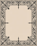 Ornate Scrollwork Black Border Rug
