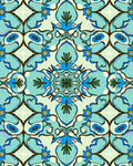Blue Floral Scrollwork Pattern Rug