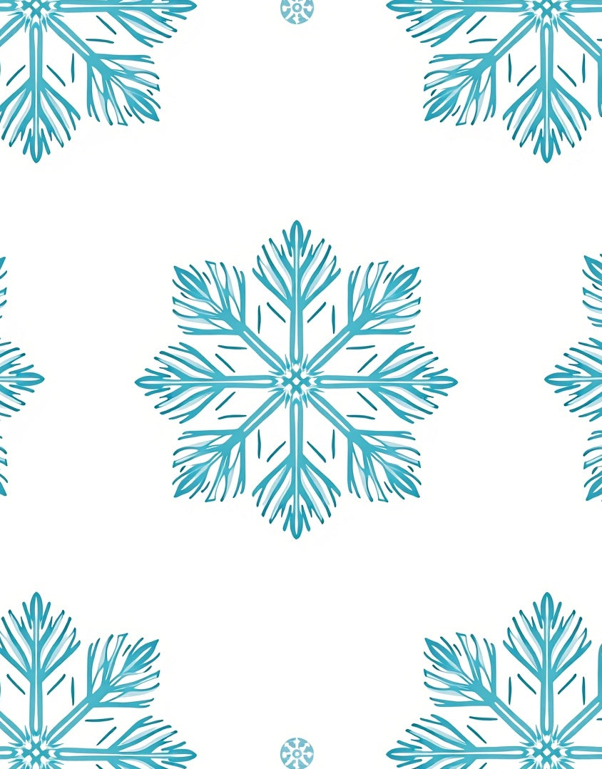 Teal Snowflake Patterned Winter Design Rug