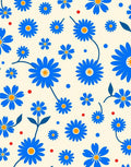 Bold Blue Daisy Pattern Rug