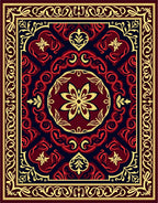 Intricate Red Floral Medallion Rug