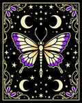 Cosmic Butterfly Purple Crescent Moon Background Rug