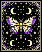 Cosmic Butterfly Purple Crescent Moon Background Rug