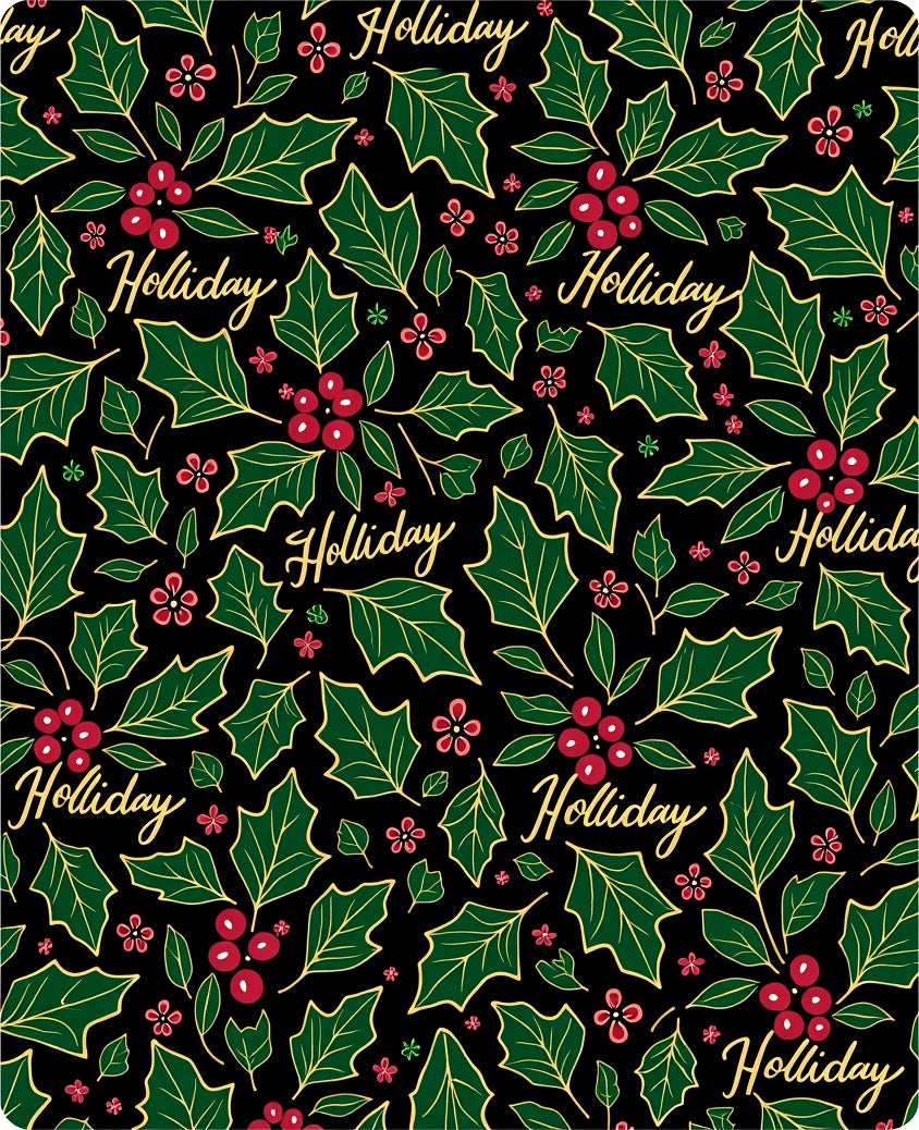 Festive Holly Berries And Leaves Rug
