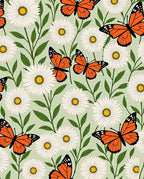 Orange Butterfly Daisy Floral Pattern Rug