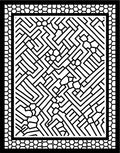 Abstract Black Geometric Maze Pattern Rug