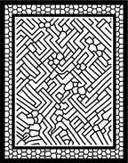 Abstract Black Geometric Maze Pattern Rug