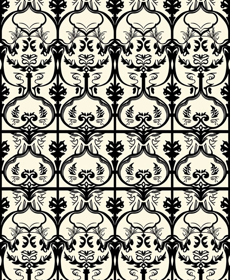 Archival Black Cream Pattern Rug