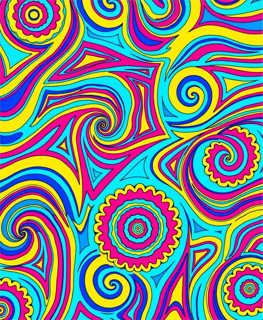 Colorful Swirl And Star Pattern Rug