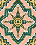 Ornate Teal and Gold Mandala Design Rug
