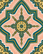 Ornate Teal and Gold Mandala Design Rug