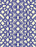 Blue Cream Lattice Floral Design Rug