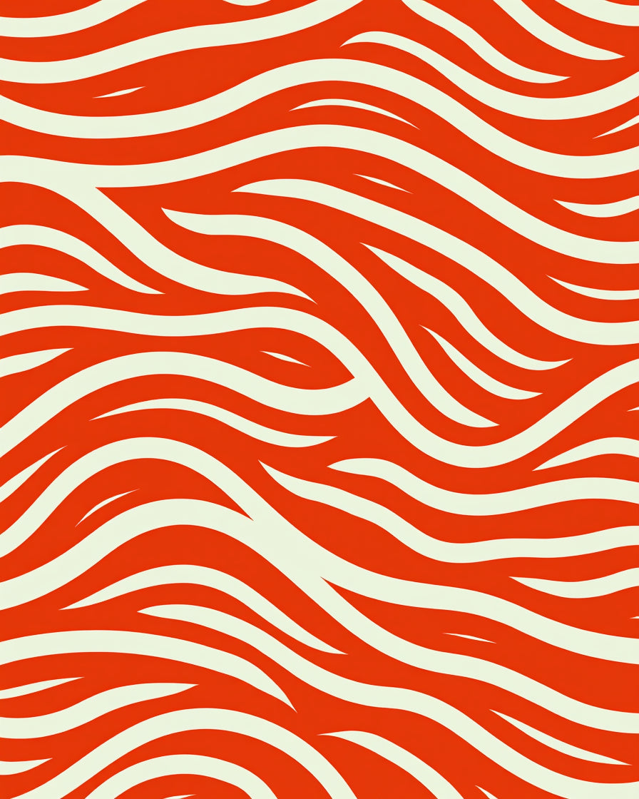 Abstract Orange White Flow Rug