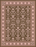 Traditional Damask Patterned Brown Pink Rug