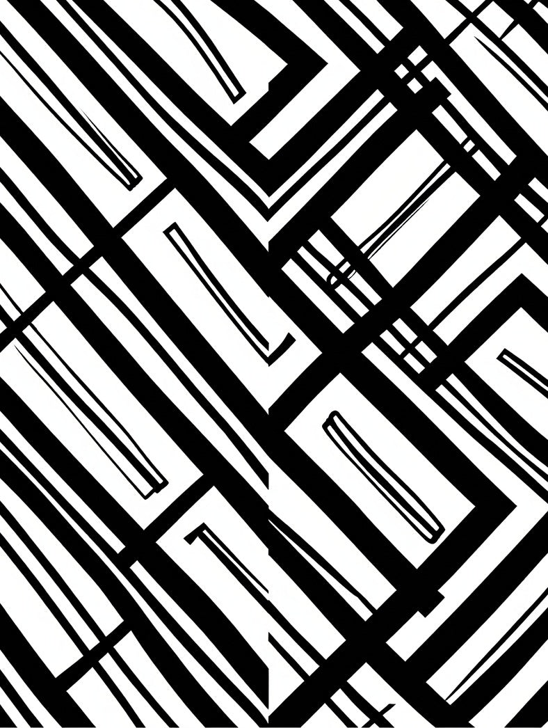 Abstract Black White Geometric Angled Lines Rug