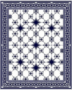 Classic Navy Star Geometric Pattern Rug