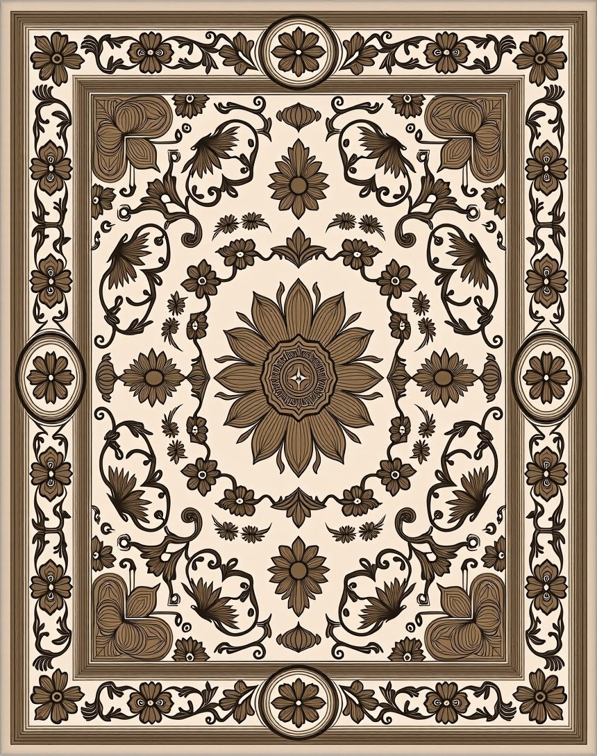 Intricate Floral Vine Symmetry Rug