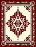 Ornate Floral Medallion Border Design Rug