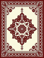 Ornate Floral Medallion Border Design Rug