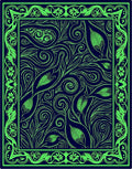 Green Floral Vine Patterned Rug