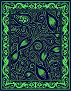Green Floral Vine Patterned Rug