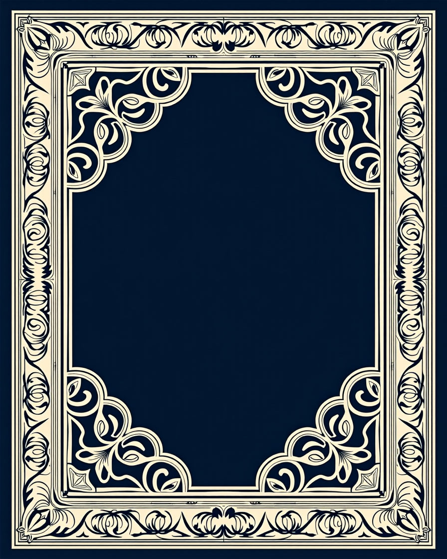 Classic Floral Scroll Border Design Rug