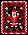Festive Santa Claus Black Snowflake Swirls Rug
