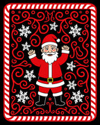 Festive Santa Claus Black Snowflake Swirls Rug