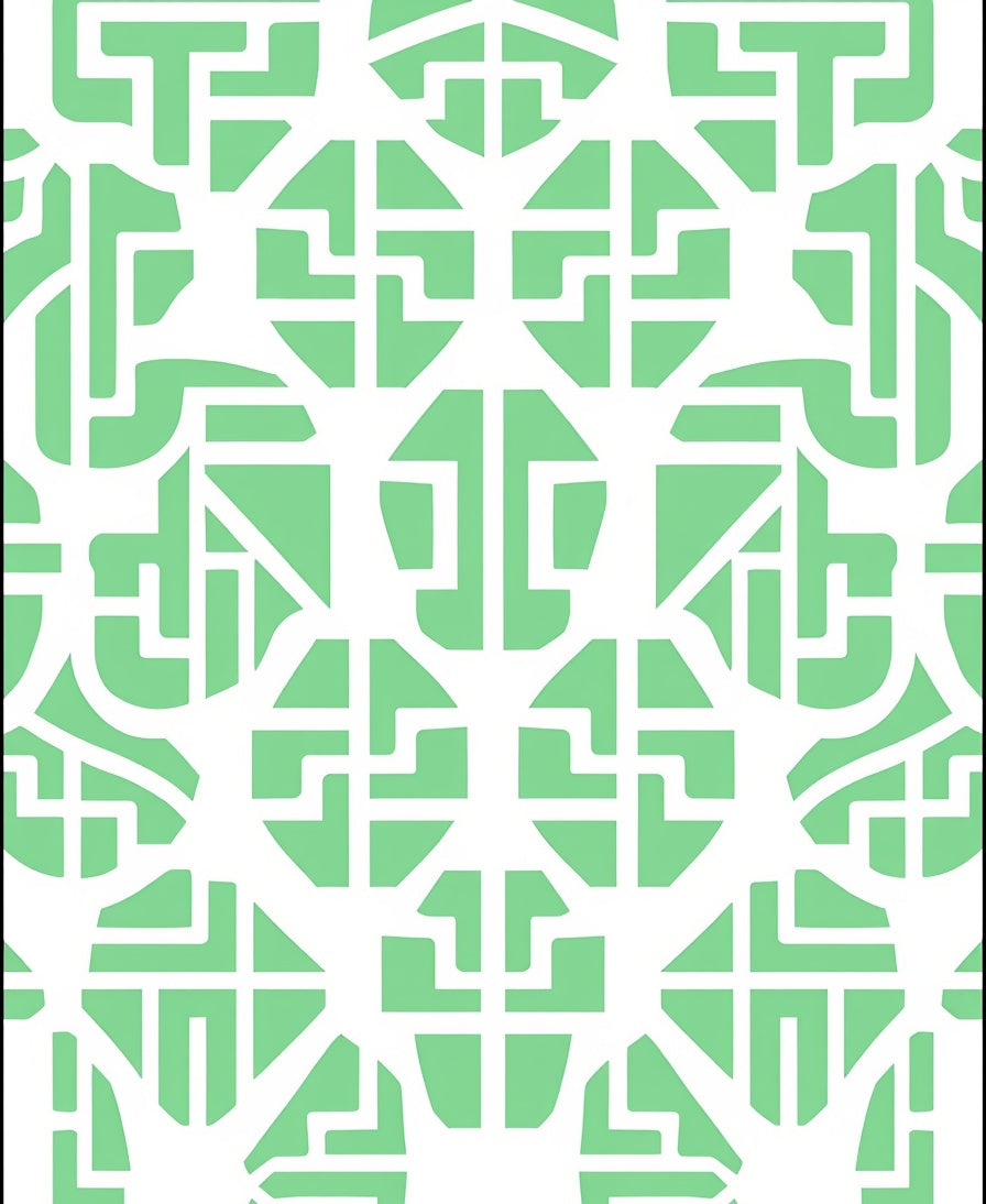 Chic Geometric Patterned Light Green Rug
