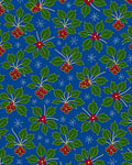 Bold Blue Holly Berry Snowflakes Rug