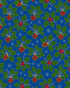 Bold Blue Holly Berry Snowflakes Rug