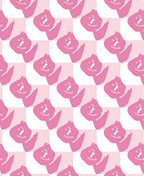 Pink Checkered Abstract Floral Rug