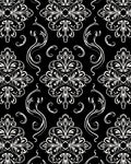 Elegant Black White Damask Floral Design Rug