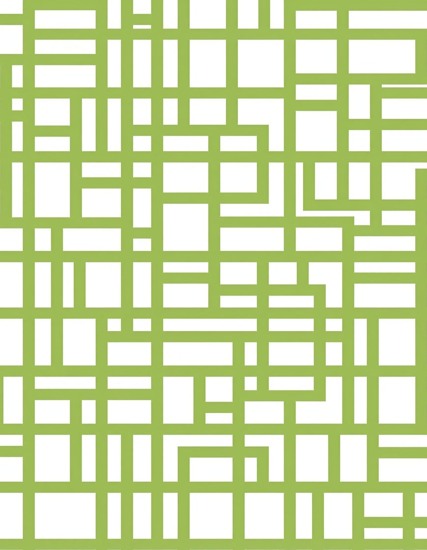 Green Rectangular Grid Abstract Pattern Rug