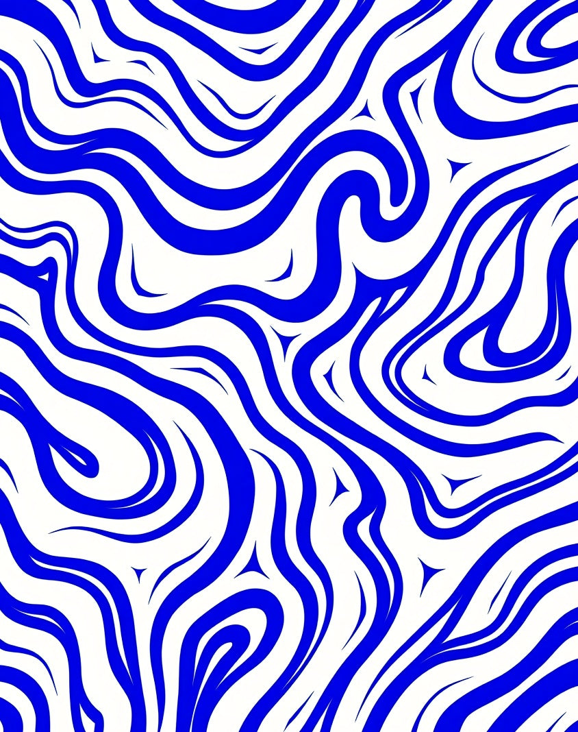 Abstract Blue Swirl Pattern Rug