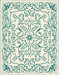 Ornate Teal Swirls Decorative Rug