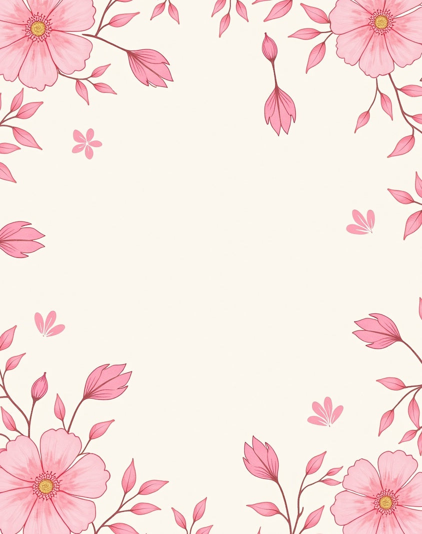Pink Floral Branch Pattern Rug