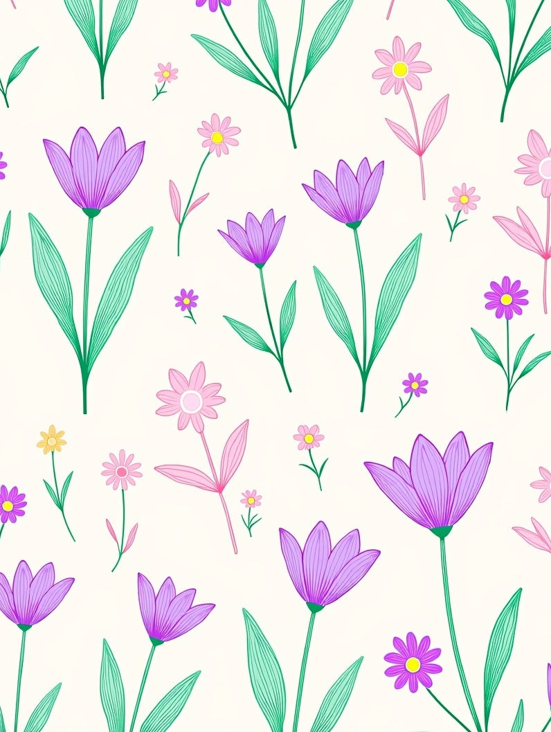 Whimsical Floral Outline Pattern Rug