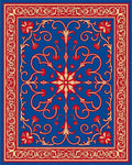 Intricate Blue Floral Motif Rug