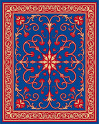 Intricate Blue Floral Motif Rug