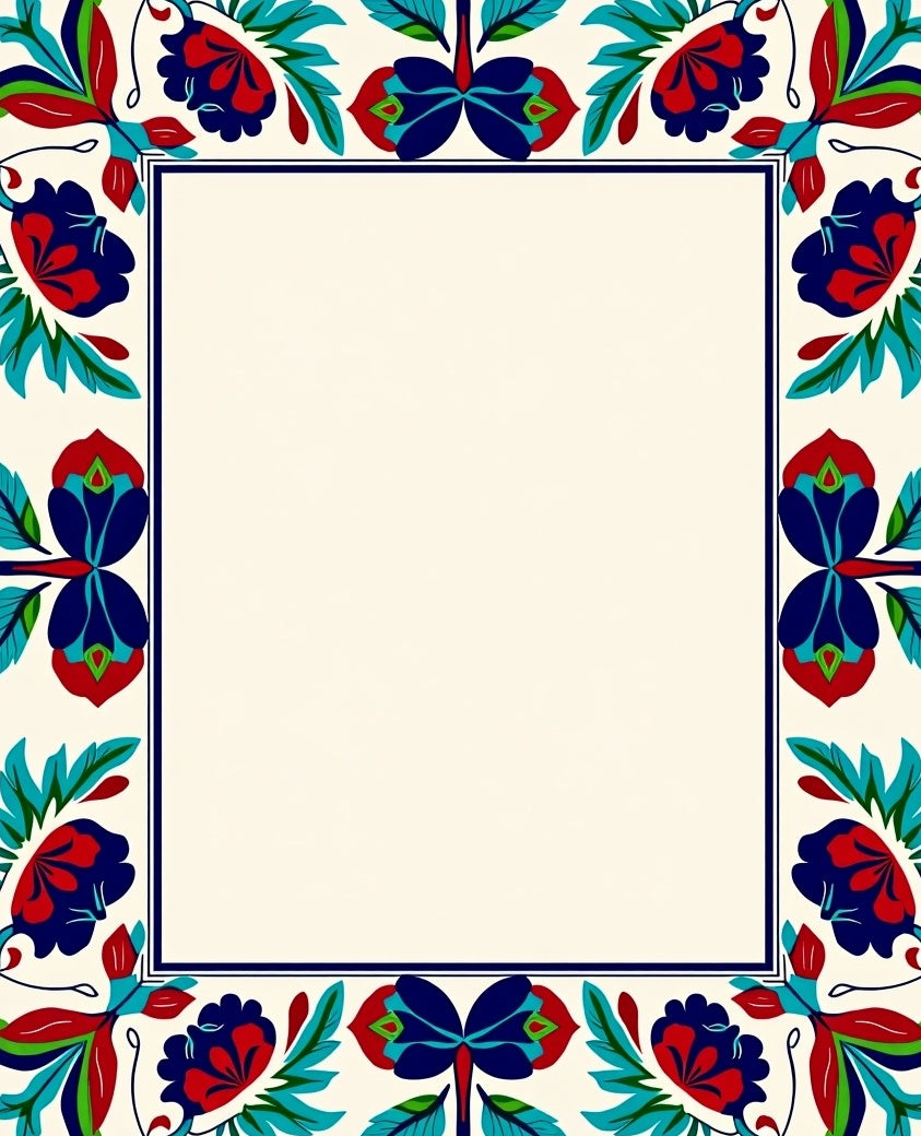 Bold Floral Border Design Rug