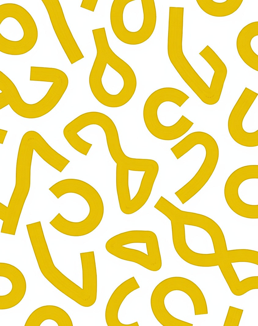 Abstract Yellow Shapes Pattern Rug