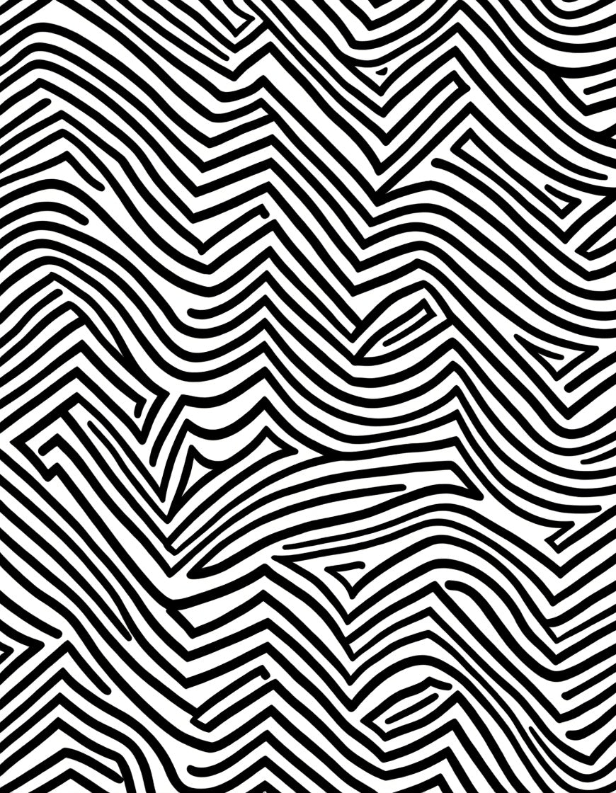 Abstract Black White Maze Design Rug