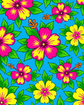 Vibrant Tropical Hibiscus Floral Pattern Rug