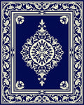 Classic Deep Blue Floral Medallion Rug