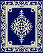 Classic Deep Blue Floral Medallion Rug
