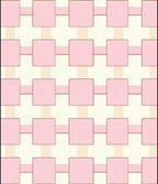 Soft Pink Cream Interlocking Squares Design Rug