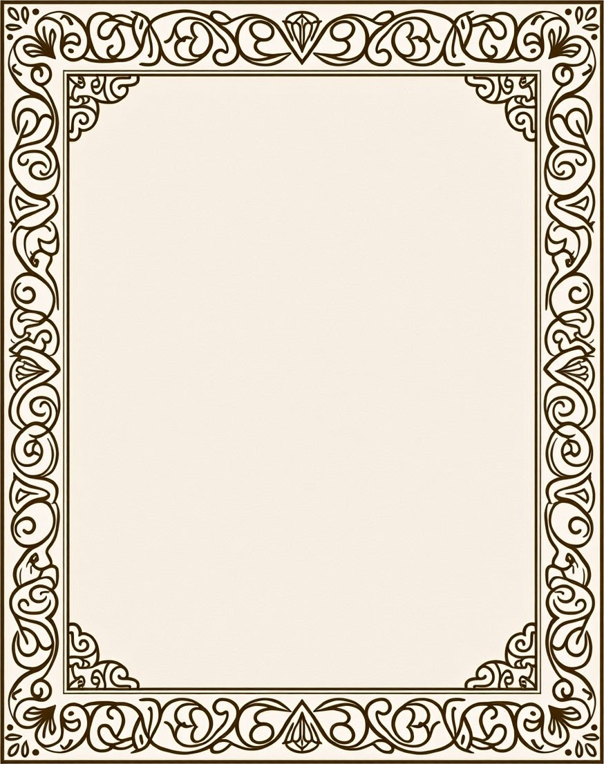 Elegant Scrollwork Botanical Edge Design Rug