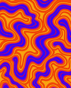 Groovy Swirls Orange Blue Pattern Rug